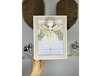 macrame anděl v rámu