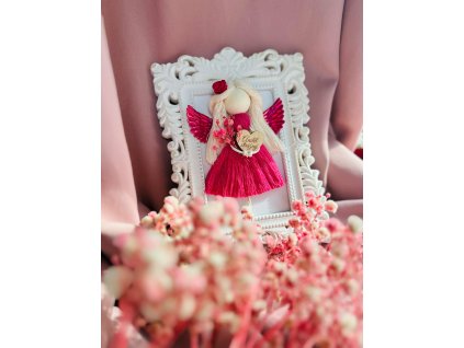 macrame anděl v rámu