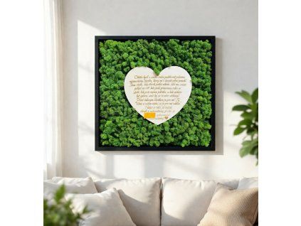 Mechový obraz se dřevem