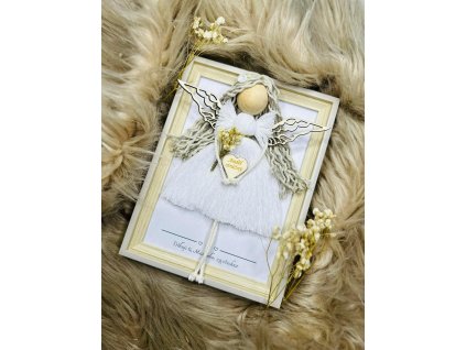 macrame anděl v rámu