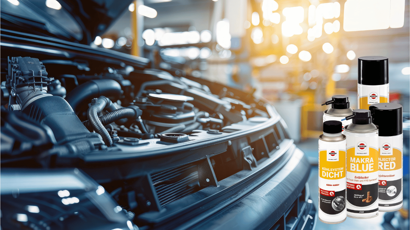 Červené auto v autoservise – profesionálna chémia pre autoservis