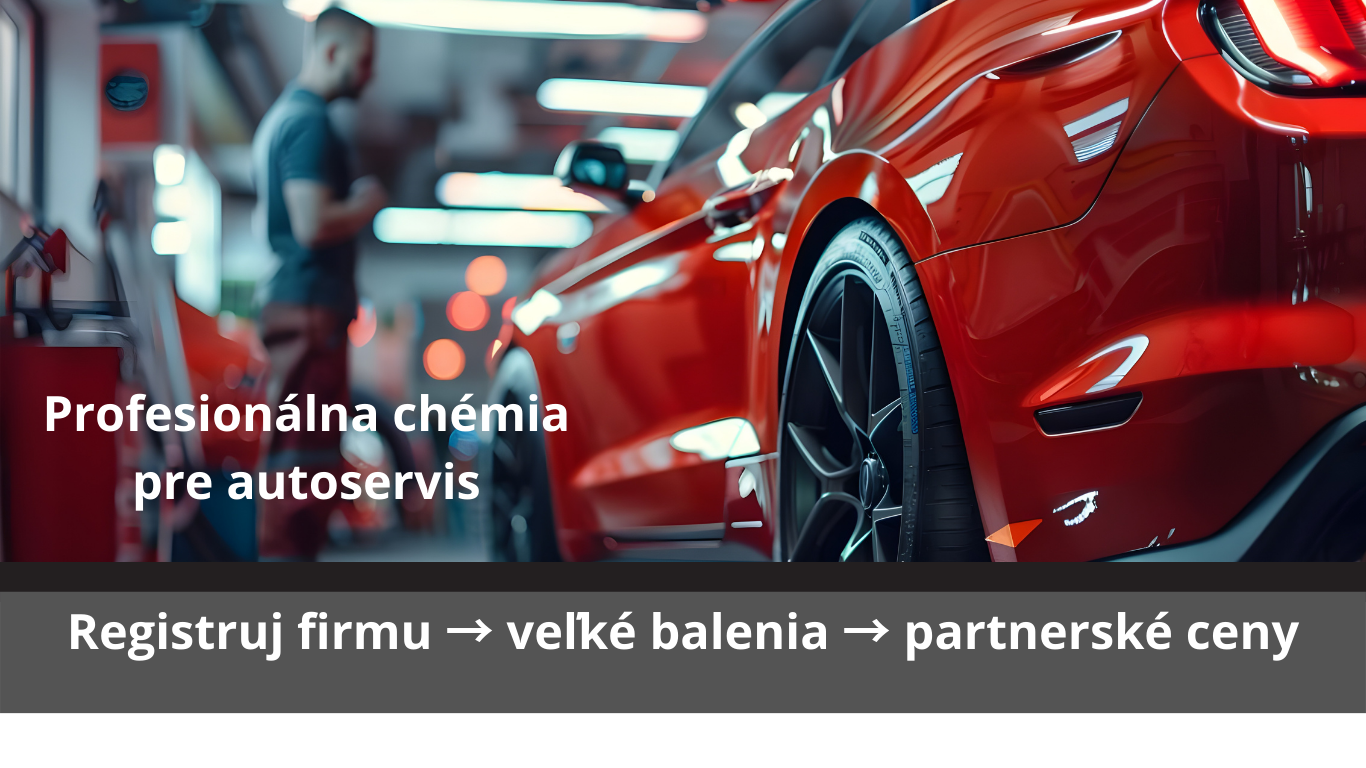 Červené auto v autoservise – profesionálna chémia pre autoservis