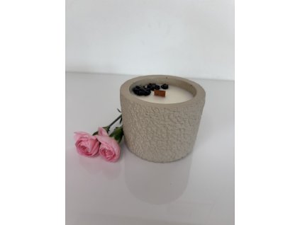 Přírodní betonová svíčka s dřevěným knotem