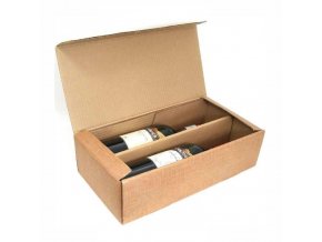 Dárková krabička v přírodní hnědé na 2 láhve vína