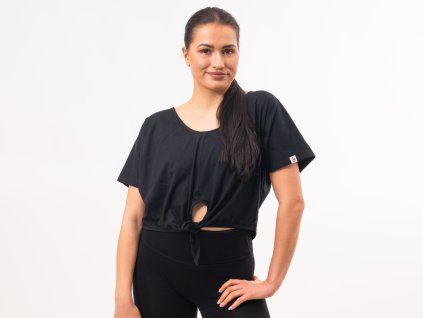 Crop top na jógu černá bavlněný MalaBo