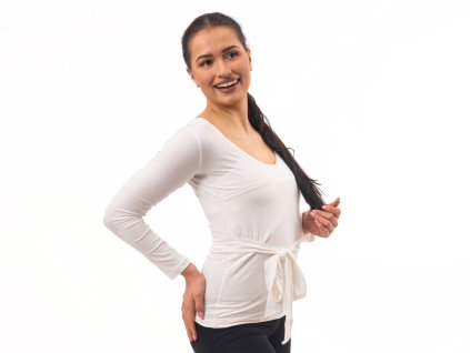 Tričko dlouhý rukáv na jógu bílá MalaBo