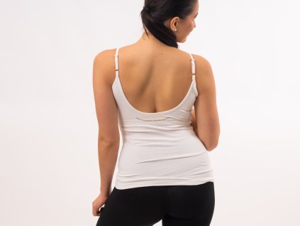 Tílko na jógu s podprsenkou bílé s mantrou 53MalaBo