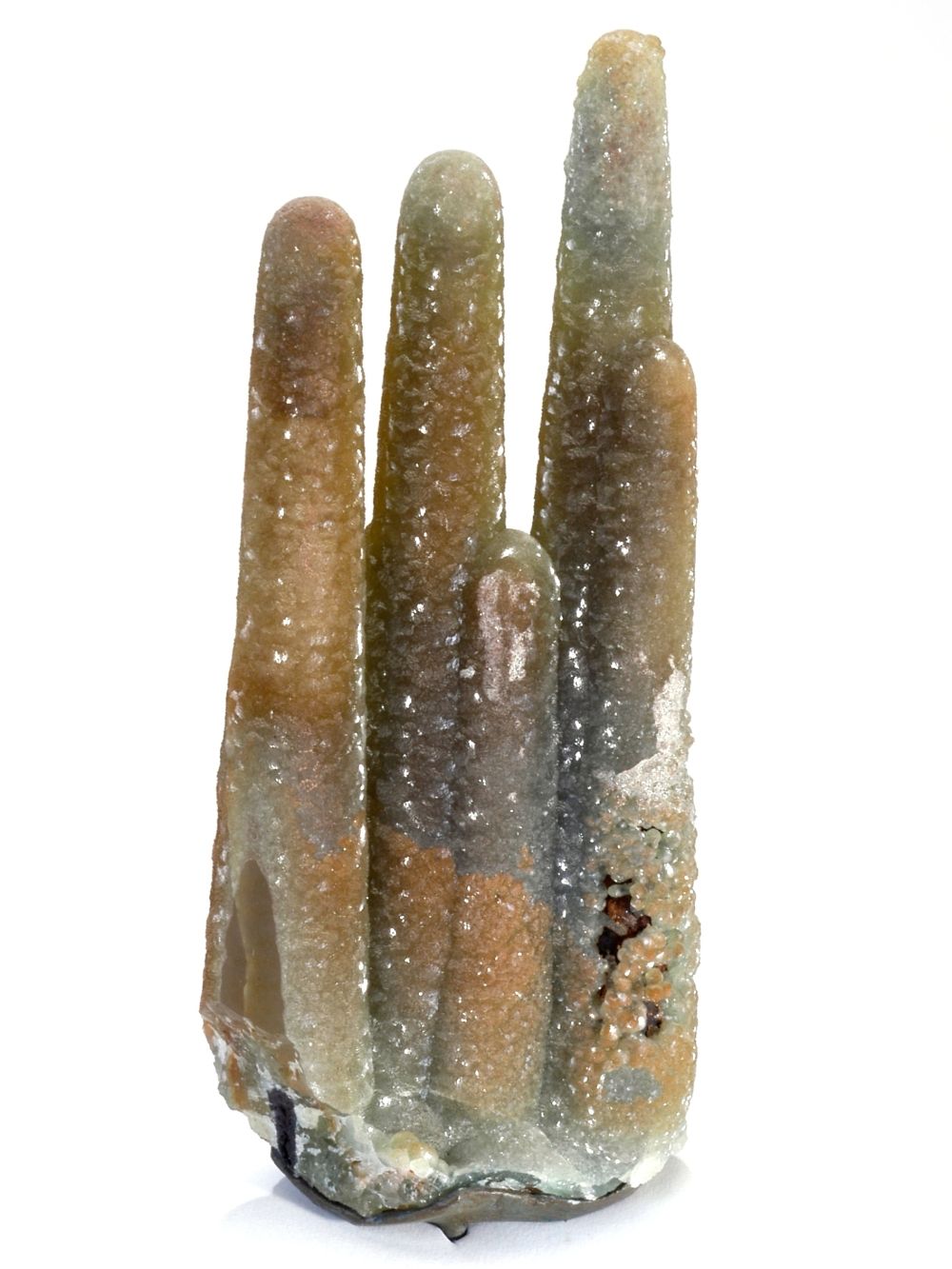 Hnědošedý smithsonit krápníkovitého tvaru z Tsumebu.