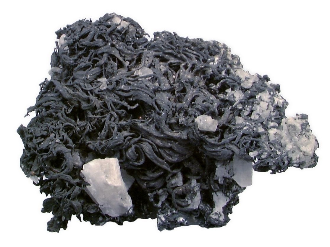 Vzorek s černým zoxidovaným stříbrem z Chihuahua, Mexiko, kontrastní povrch.