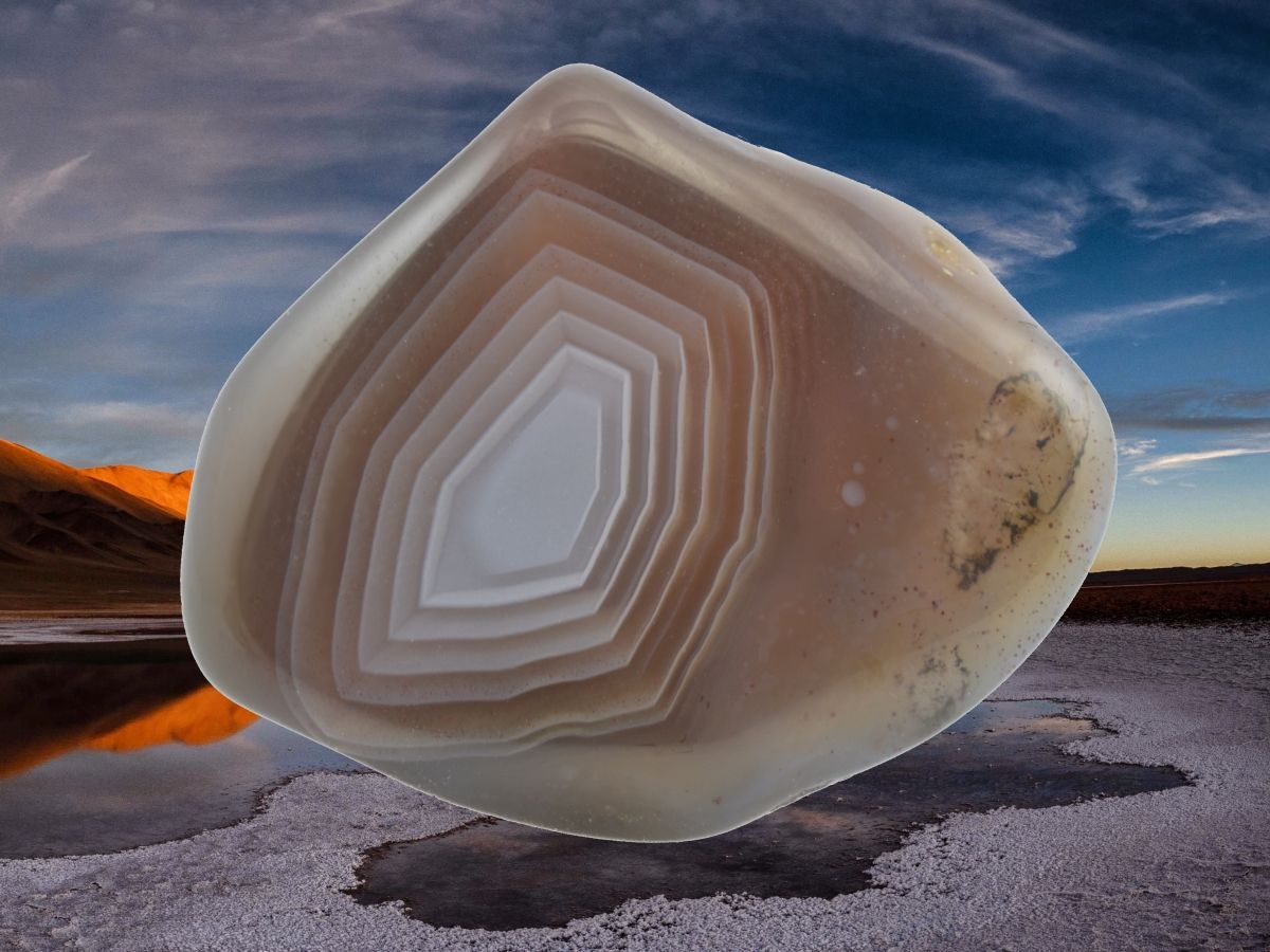 Hladký botswanský achát s unikátní kresbou, minerál podporující životní změny.