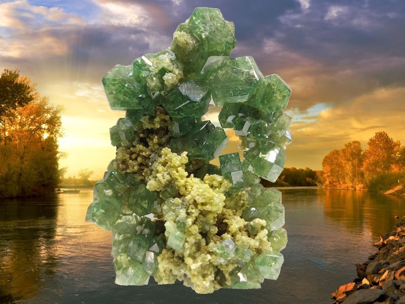 granat-zeleny-krystaly