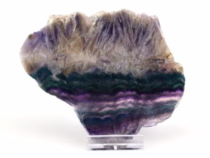 Leštěný fluorit na stojánku.