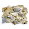 Neopracovaný modrý chalcedon z Malawi, různě velké kusy v hmotnosti 1 kg.