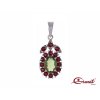 Luxusní stříbrný přívěsek s českým granátem a vltavínem.