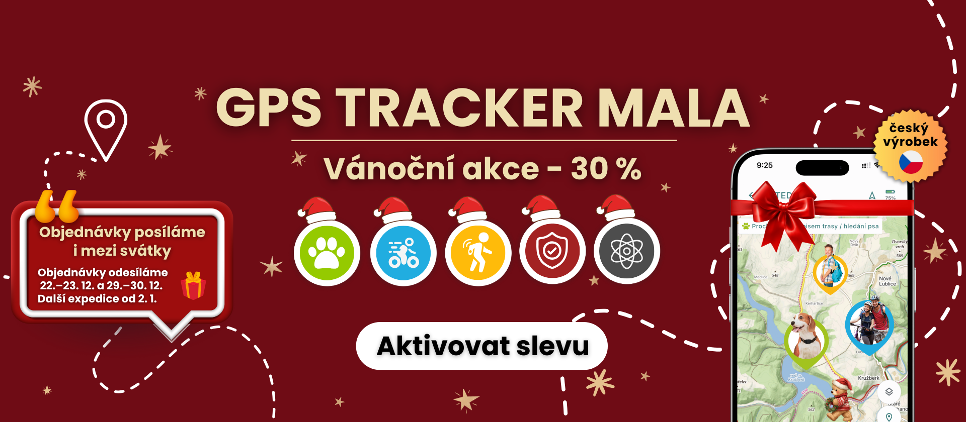 Vánoční akce GPS trackery Mala