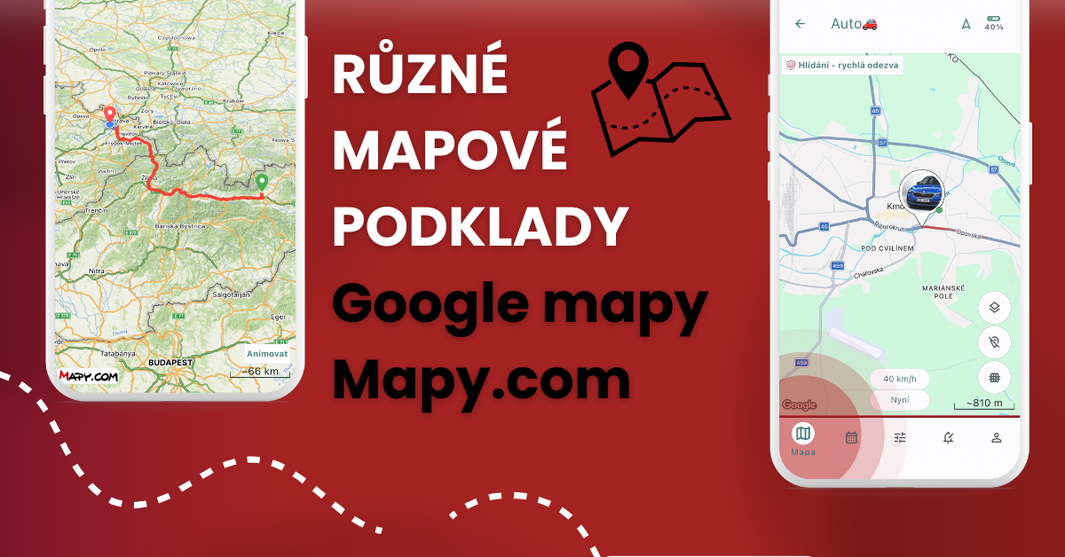 Aplikace Mala GPS – mapové podklady Google mapy a Mapy.com