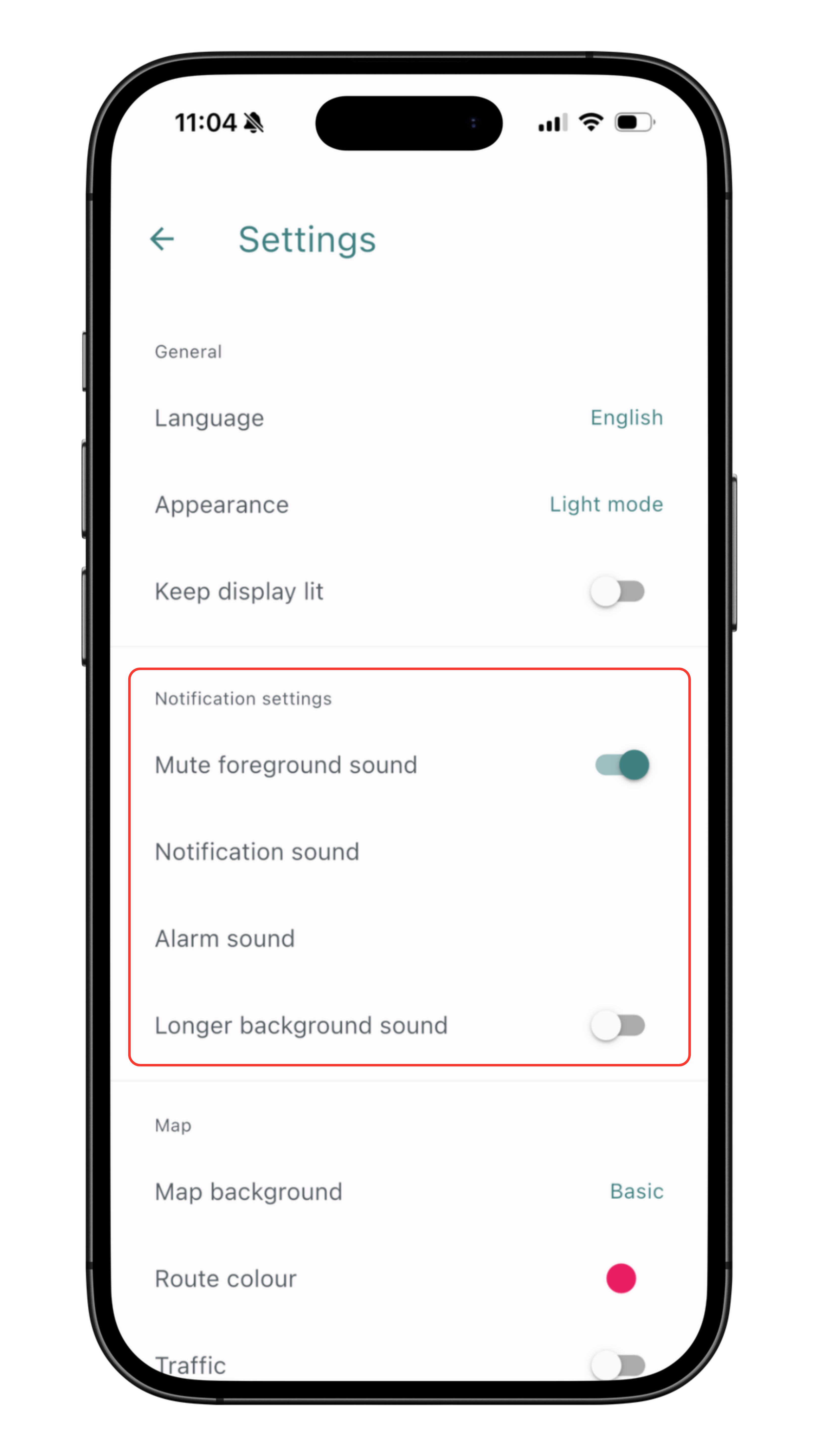 Notification settings, step 2
