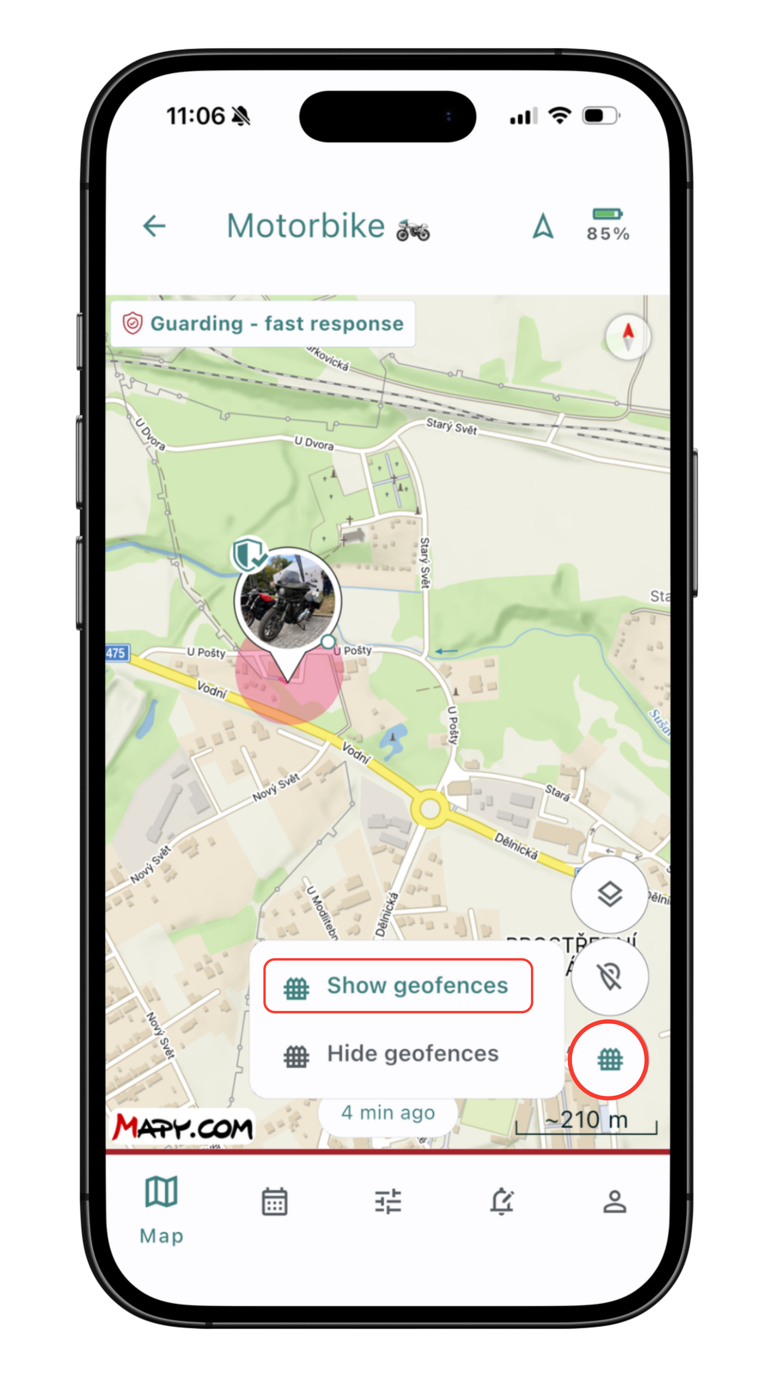Showing geofences