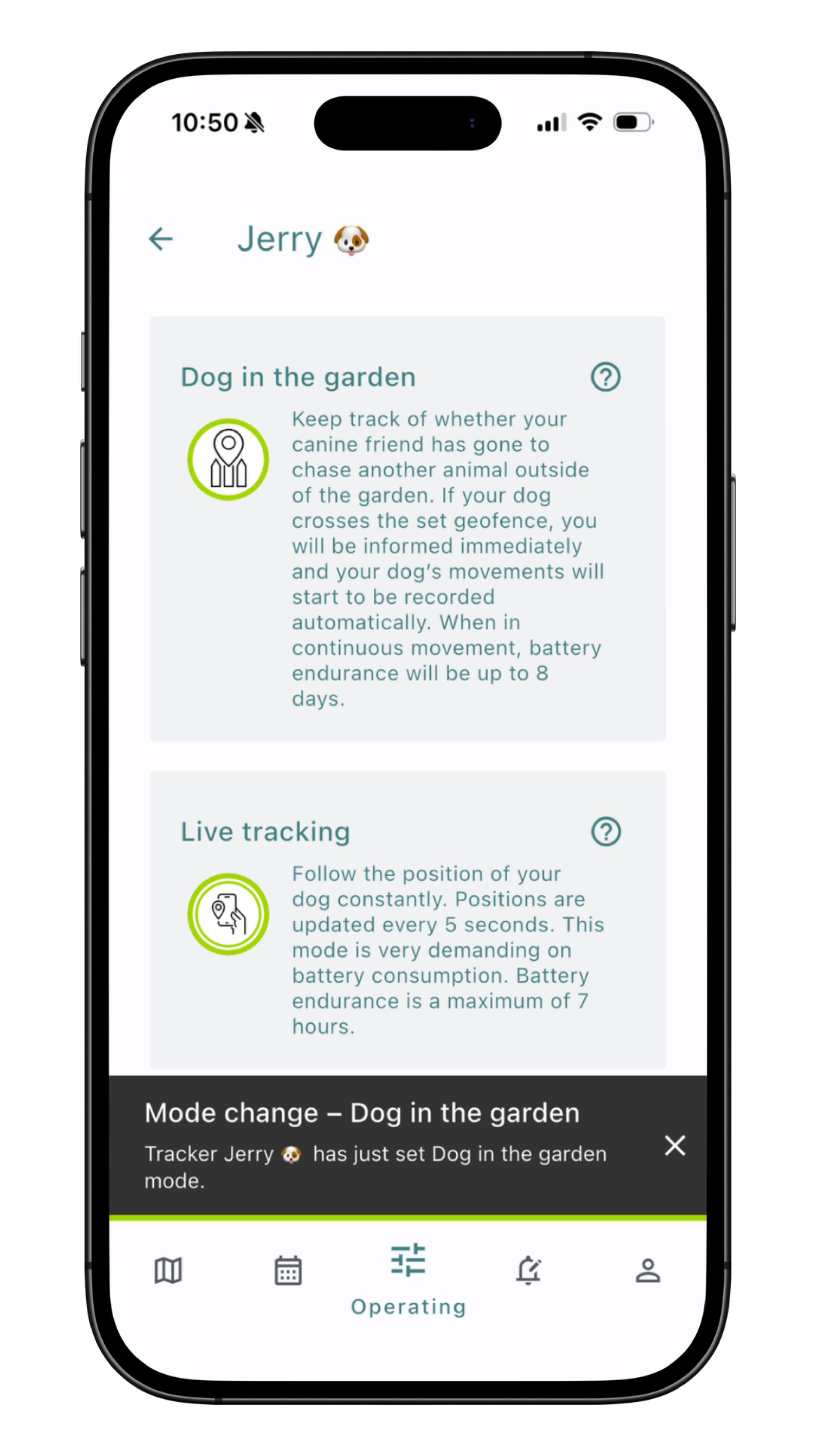 Notifications in Dog in the garden mode