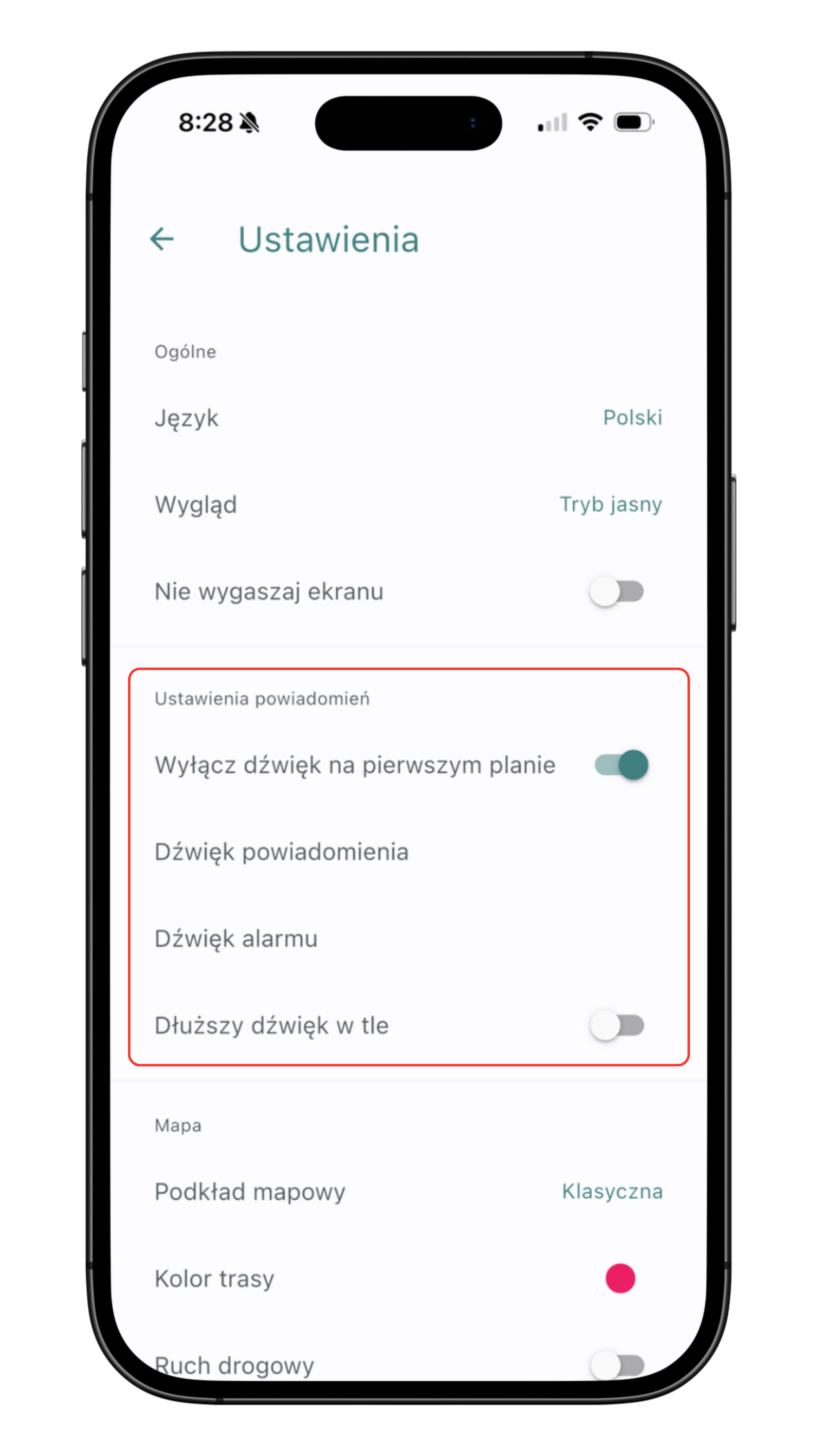 Ustawienia powiadomień, krok 2