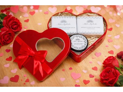 Srdce Valentýn balíček přírodní mýdla kosmetika Malá Mýdlařka