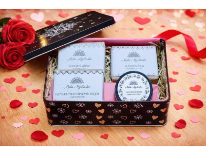 černá otevřená Valentýn balíček přírodní mýdla kosmetika Malá Mýdlařka