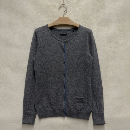 Tmvě šedý vlněný svetr Marc O'Polo s modrou paspulkou