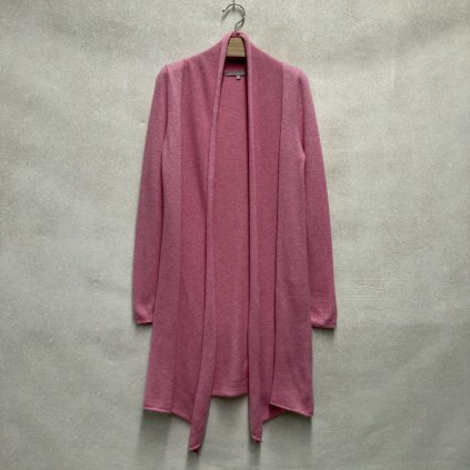 Růžový dlouhý hacafrak ze 100% kašmíru