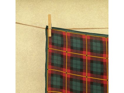 Zeleno-červený kostkovaný šátek ze 100% hedvábí