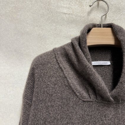 Moka melírovaný měkoučký moka huňáč Lamberto Losani z merino vlny a kašmíru