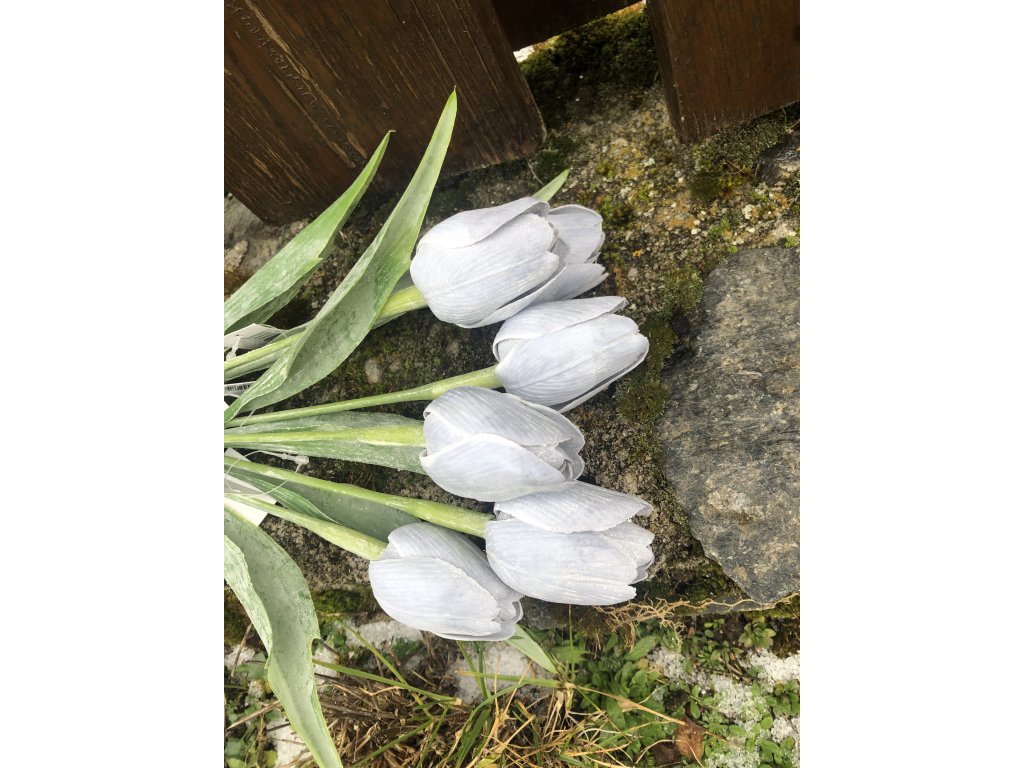 Šedé umělé tulipány