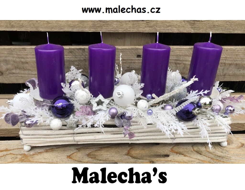 Ručně vyrobený fialový podlouhlý adventní svícen