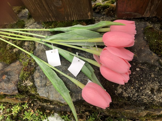 Umělé tulipány v růžové barvě 6 ks