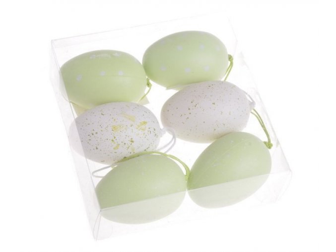 Umělá velikonoční vajíčka zelená a bílá 6 ks