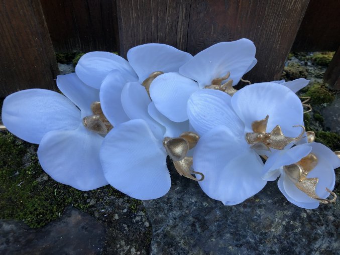 Vánoční umělé květiny bílá orchidej