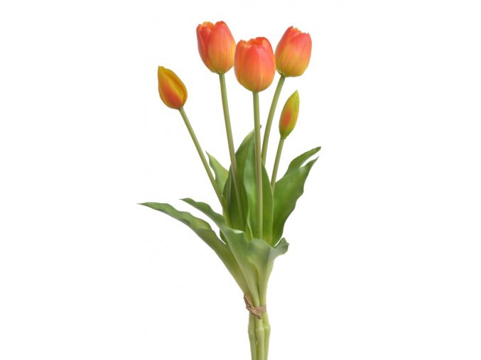 tulipány jako živé, latexové tulipány oranžové