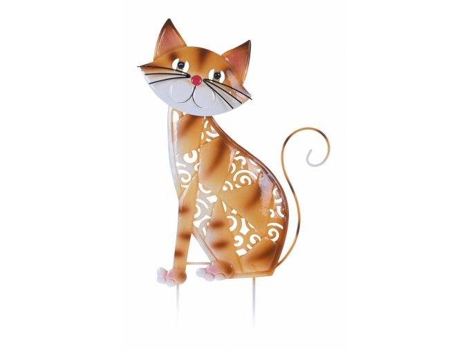 Zahradní dekorace kovová kočka hnědá