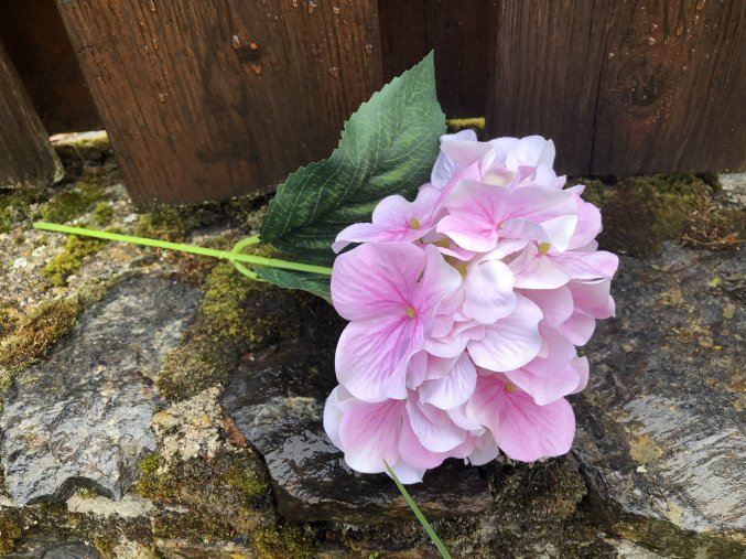 Umělá květina hortenzie růžová 33 cm