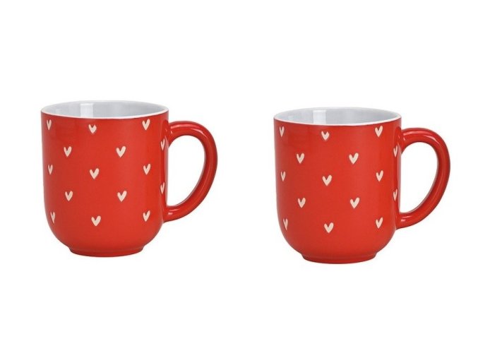Červený porcelánový hrnek se srdíčkem 2 ks