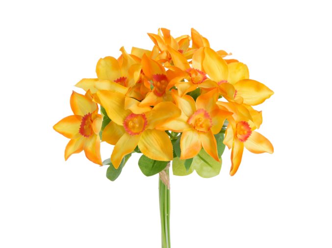 Umělé narcisky žluté s oranžovým středem 20 cm