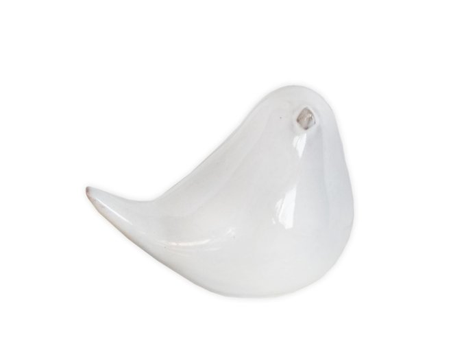 Bílý pocelánový ptáček 9,5 cm