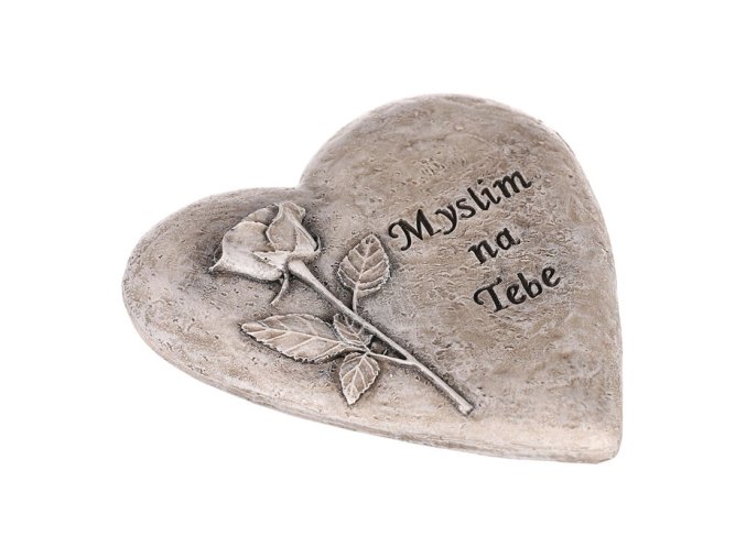 Dekorace na Dušičky srdce s nápisem Myslím na Tebe