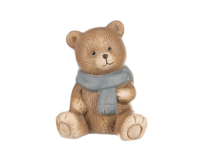 Vánoční dekorace keramický medvídek se šálou