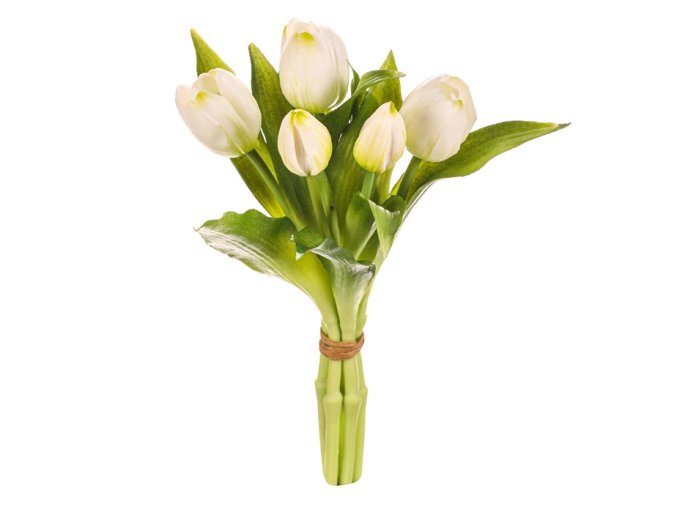 Umělé tulipány bílé kytice