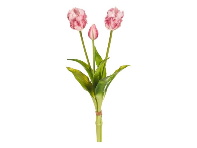 Umělé tulipány jako živé fialovobílé 40 cm