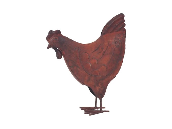 Rezavá kovová slepice jarní dekorace