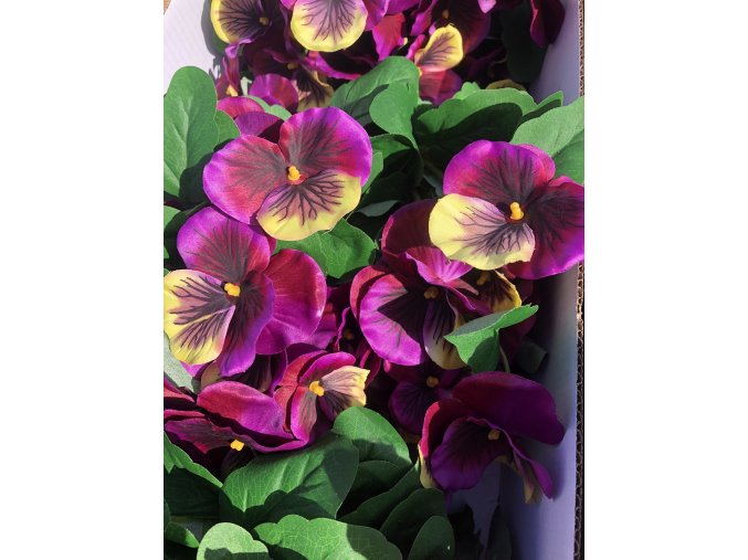 Umělé macešky fialovožluté 30 cm