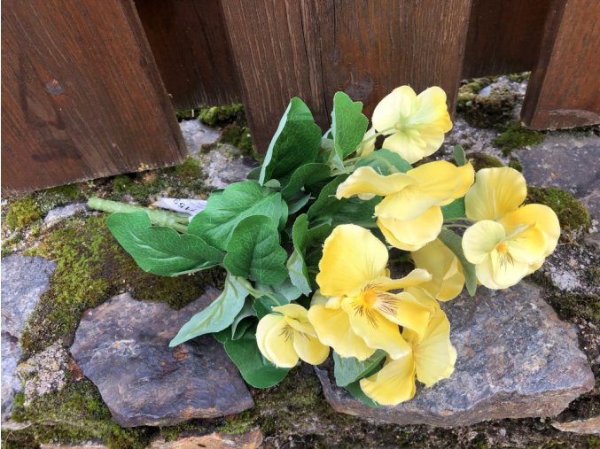 Žluté umělé macešky 30 cm