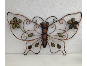 Kovová dekorace na pověšení motýl s kamínky