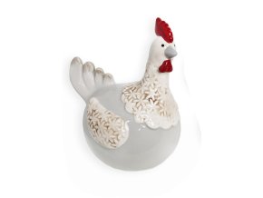 Dekorace porcelánová slepička 14,5 cm